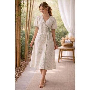 Home Dress Floral House Dress Cotton Loungewear Wrap Style Size T M